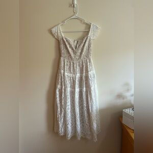 Lulu’s Elegant Lace White Dress NWT